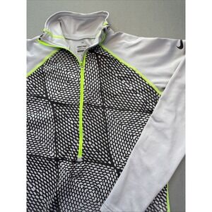 Nike Dri-Fit 1/2 Zip Pullover Shirt Black & Green Women's Size L Thumb Holes